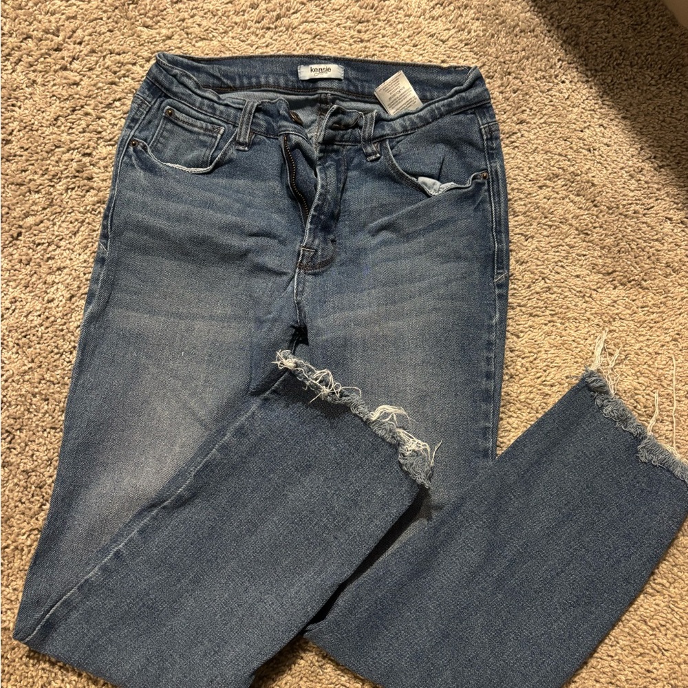Kensie Raw Hem High Rise Ankle Jeans - 6/28